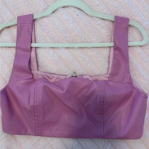 Edikted Pink Leather Crop Top